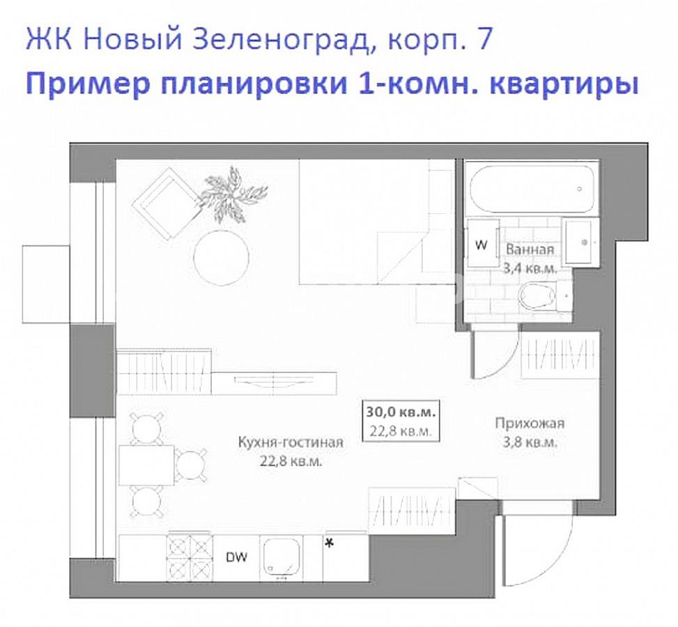 Московская область, Солнечногорский район, д. Рузино, мкр. Кутузовский, дом  1, корпус 1. - планировка квартир